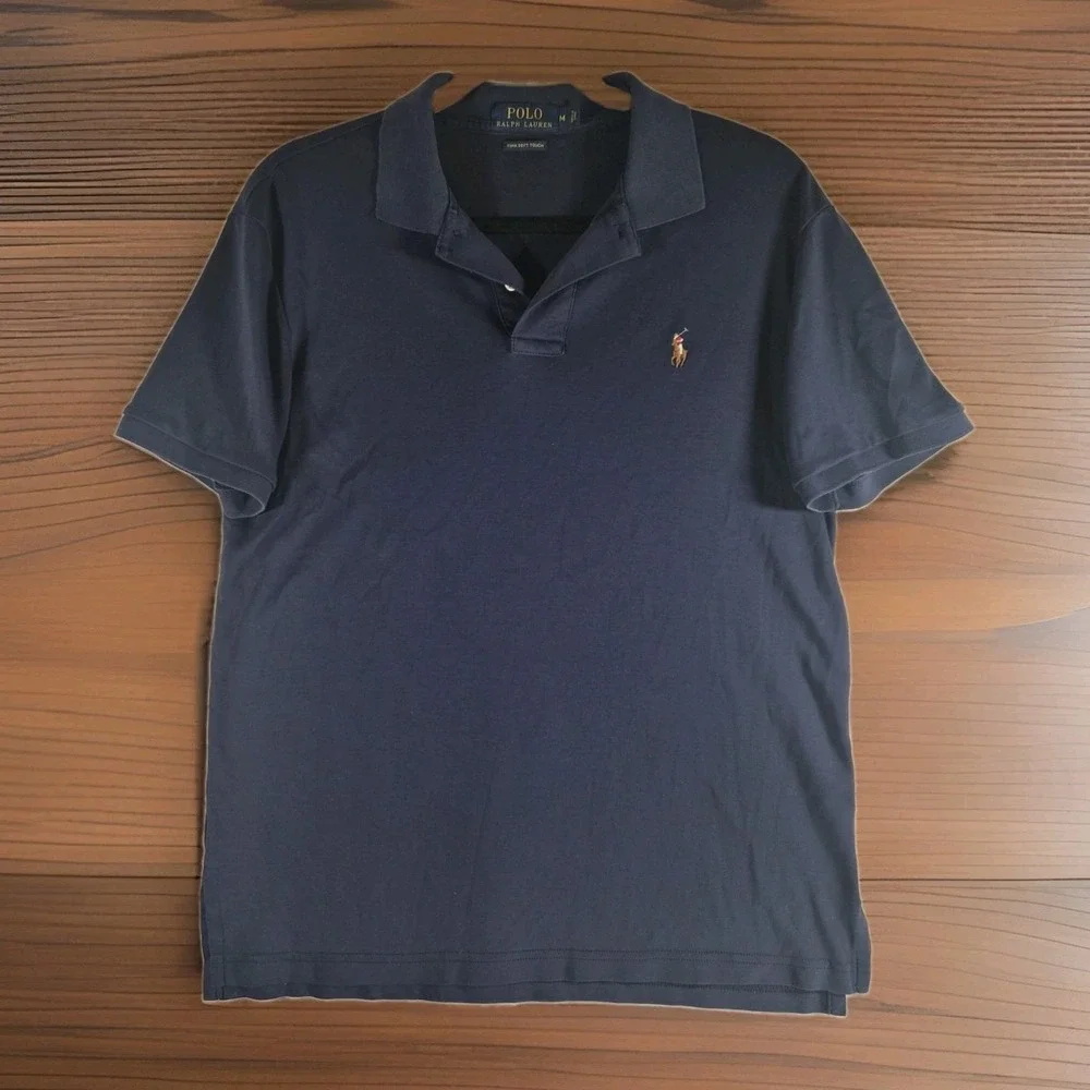 Polo Ralph Lauren Pima Soft Touch Navy Blue Polo Shirt Men's Medium